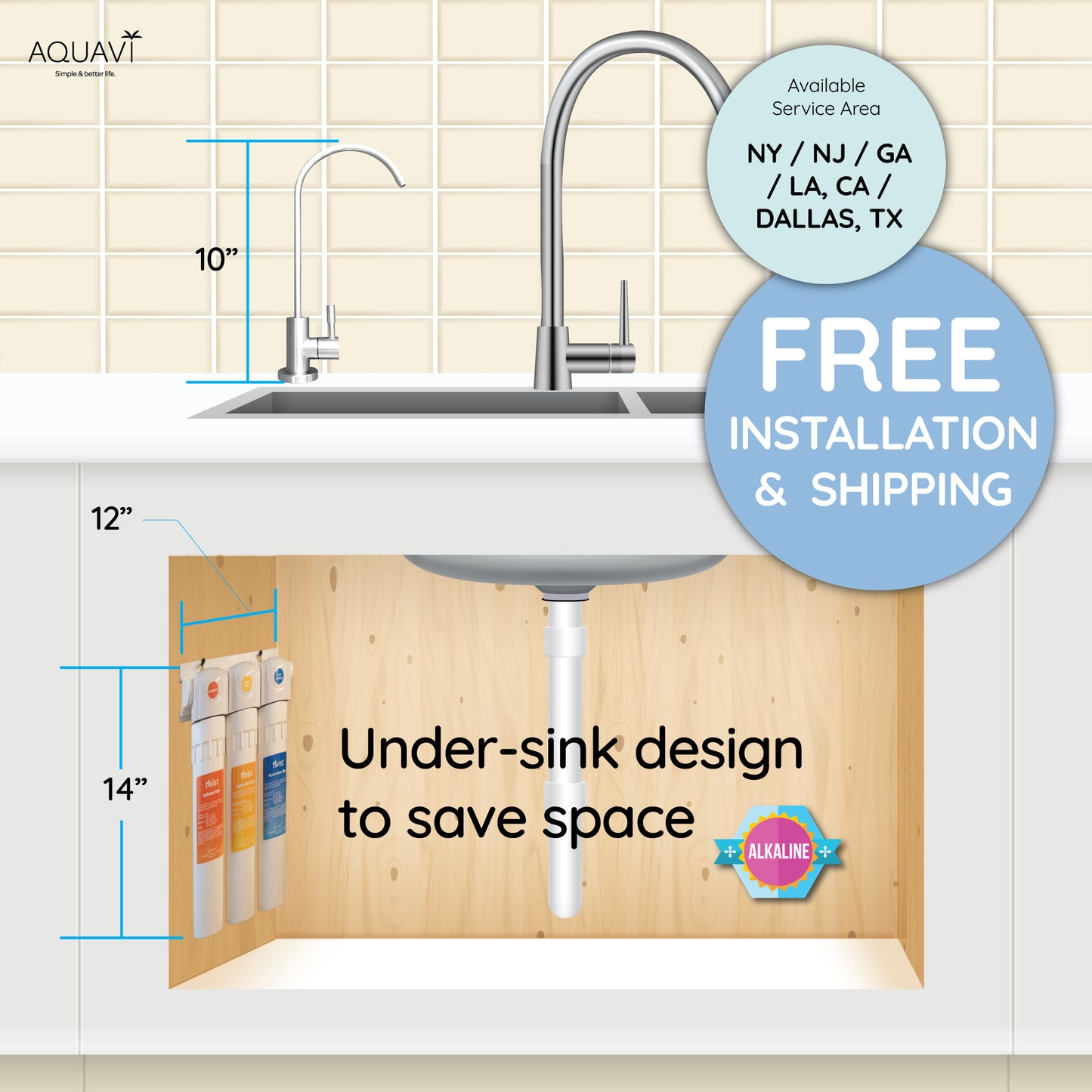 AQUAVI Water Filter 3-Stage TWIST UF ALKA Undersink
