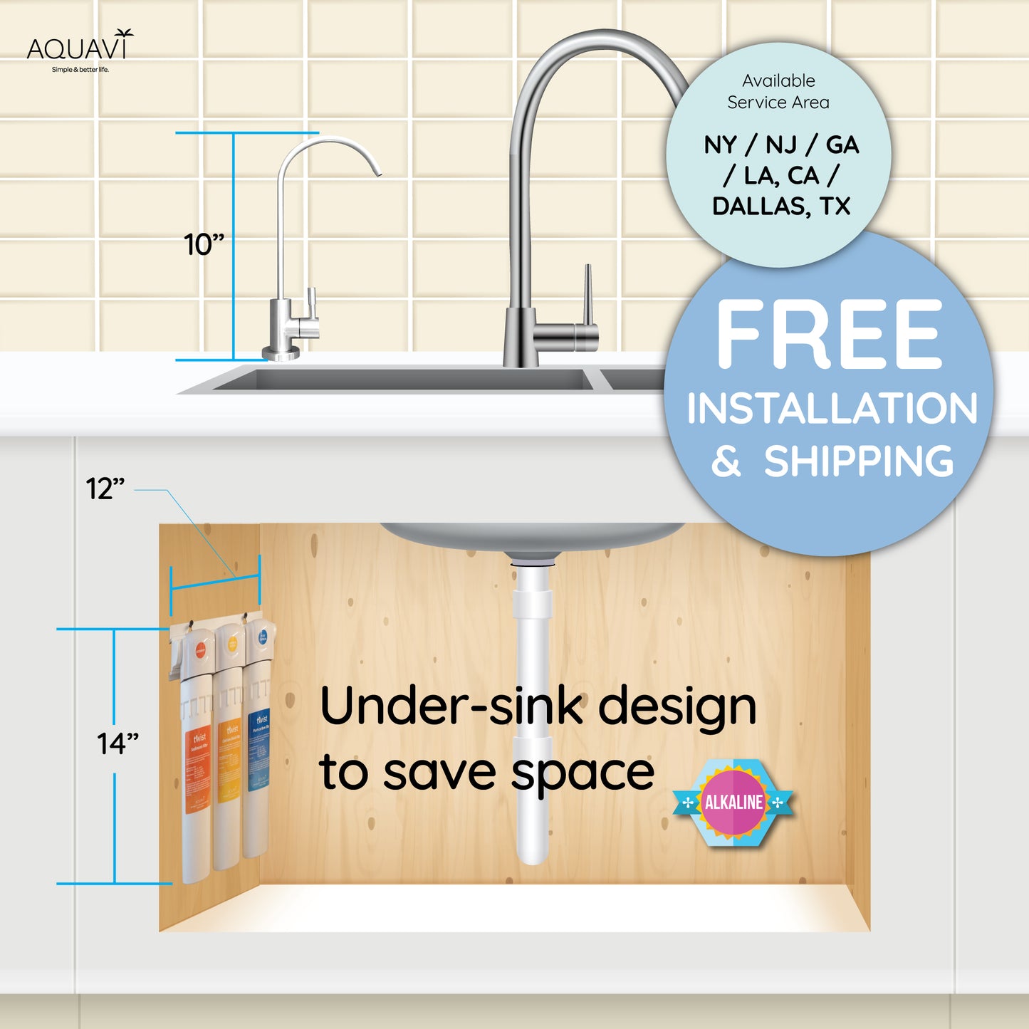 AQUAVI Water Filter 3stage TWIST UF ALKA Undersink