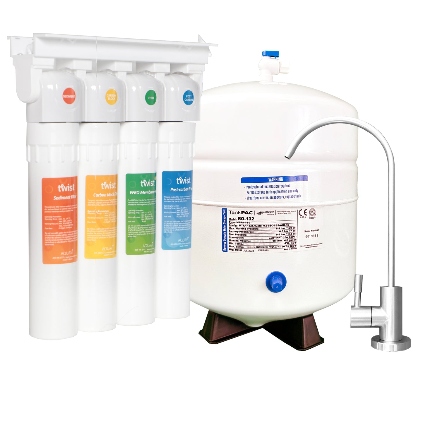 AQUAVI Water Filter Reverse Osmosis 4stage TWIST RO MINERAL Undersink