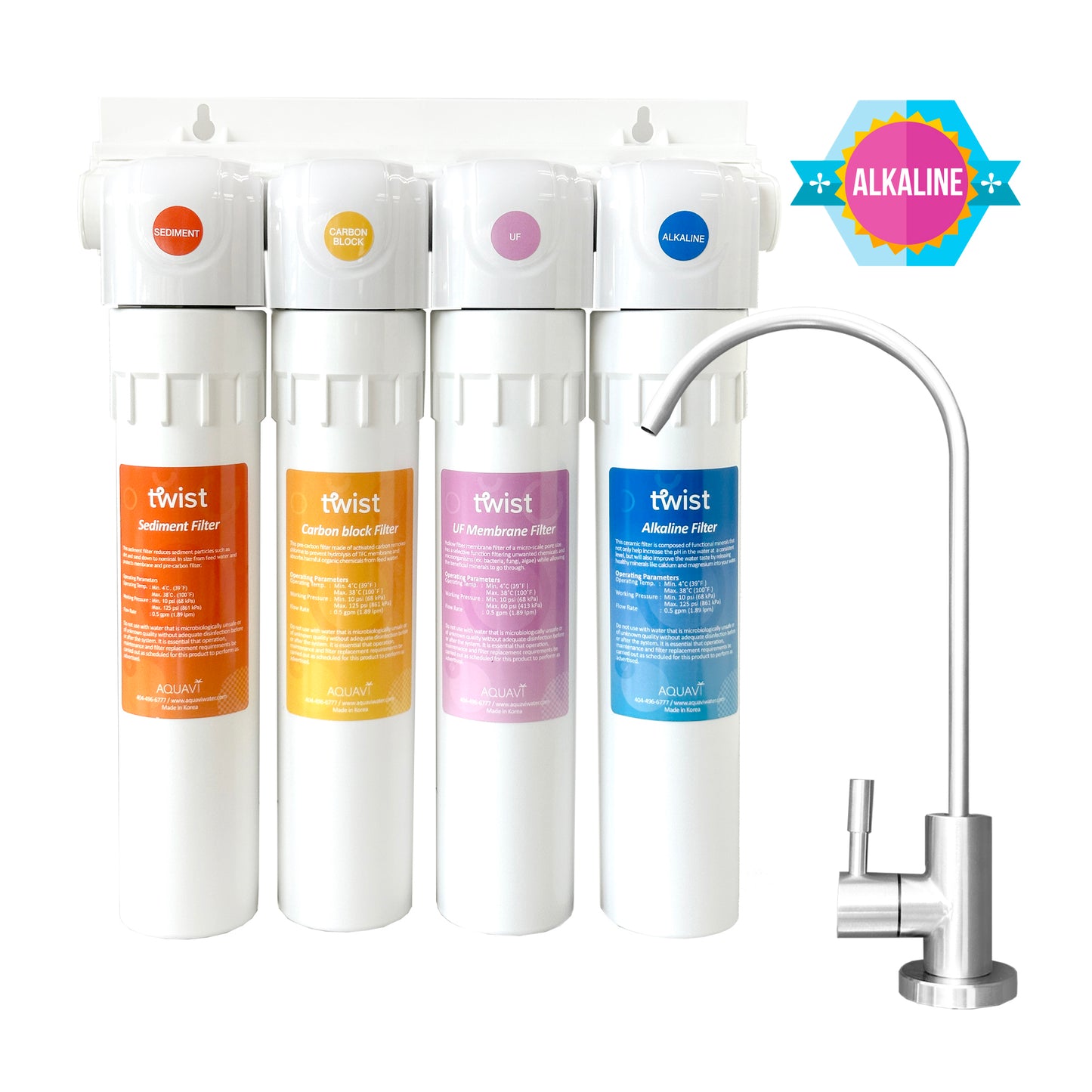 AQUAVI Water Filter 4stage TWIST UF ALKA Undersink