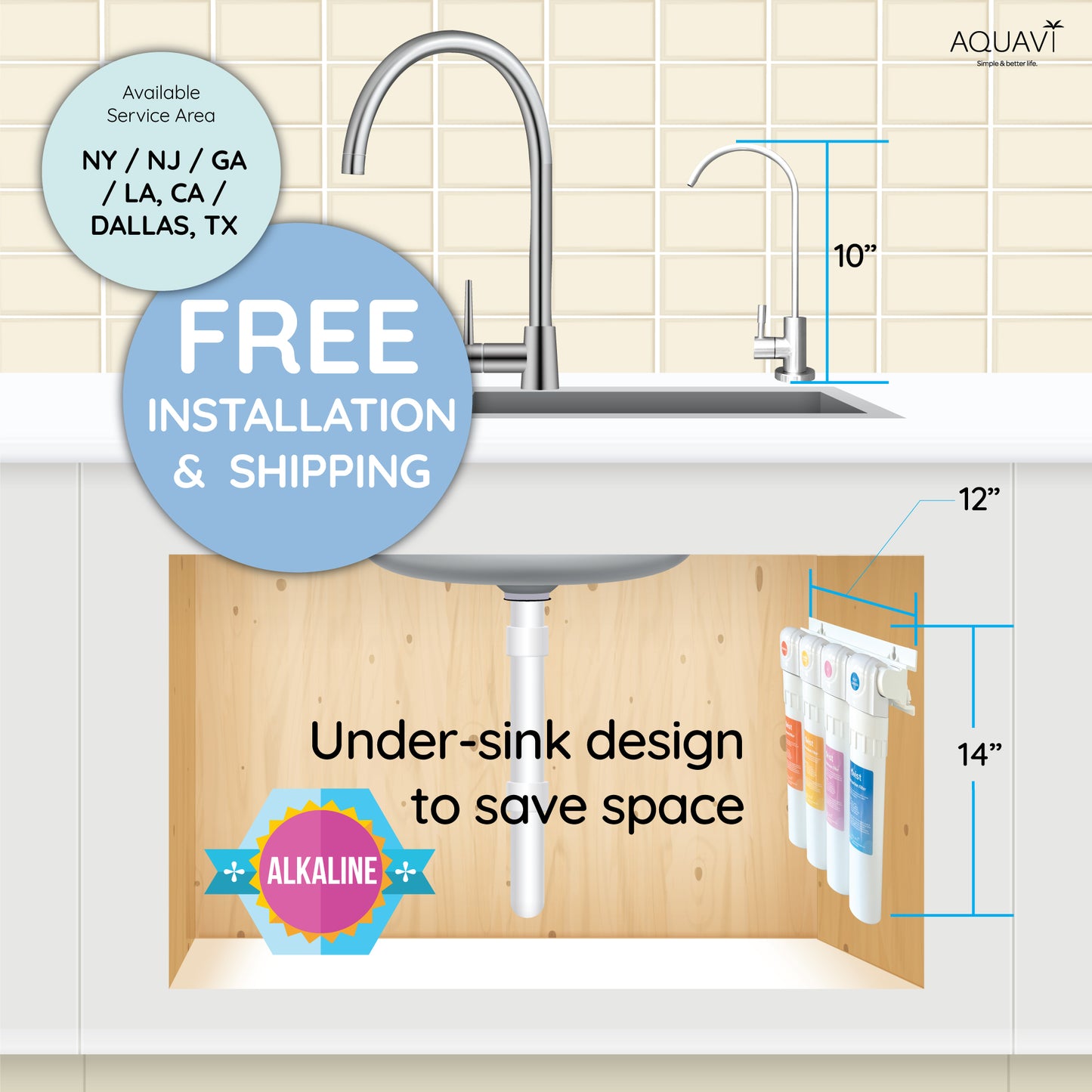 AQUAVI Water Filter 4-Stage TWIST UF ALKA Undersink