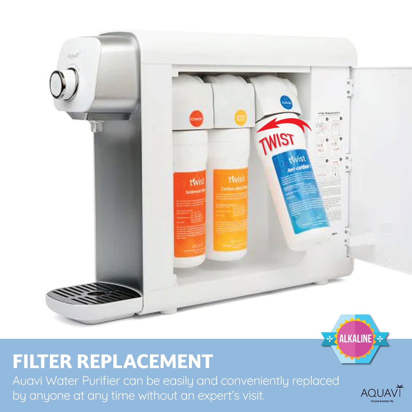 AQUAVI Water Filter AQUAVI Twist Alkaline pH Filter 8"