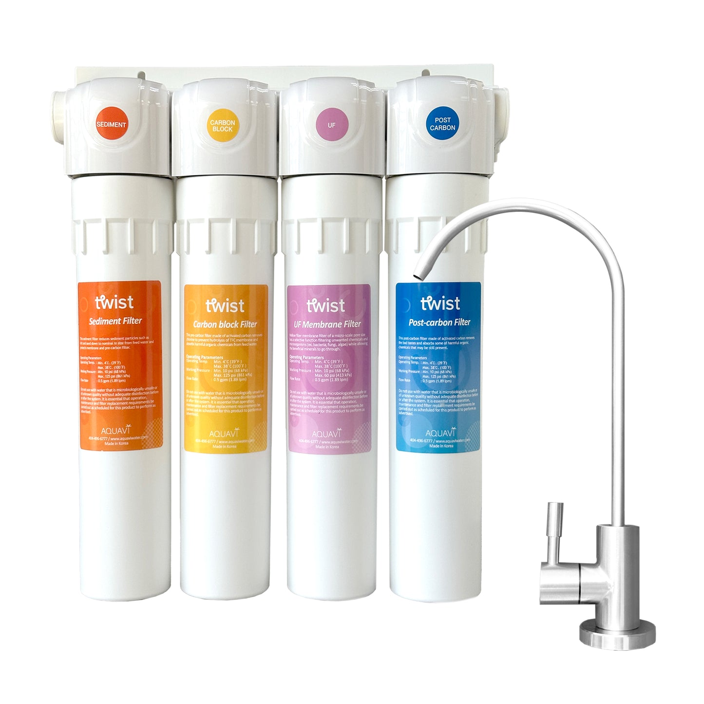 AQUAVI Water Filter 4stage TWIST UF Mineral Undersink