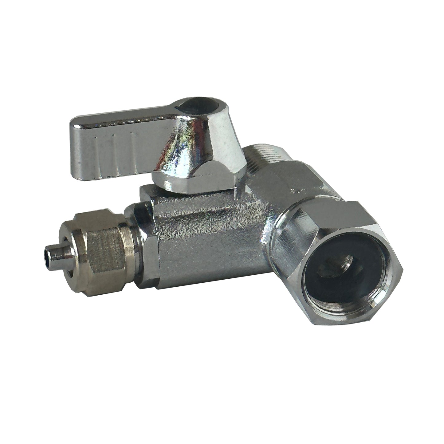 AQUAVI Water Filter Reverse Osmosis Angle Stop Adaptor Valve – 3/8″ Male Compression x 3/8″ Female Compression x 1/4″ Tube